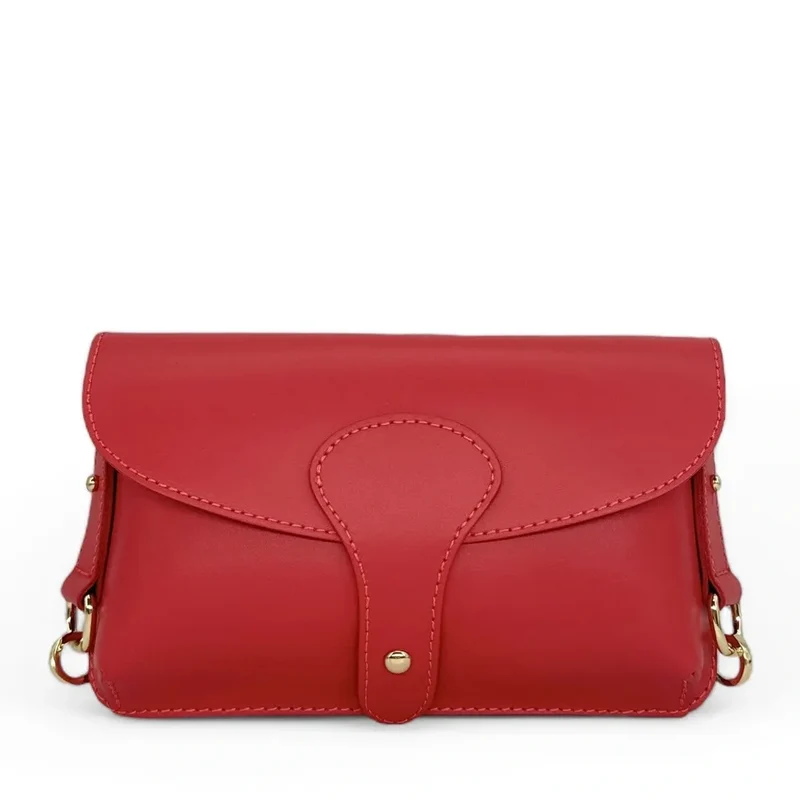 Mini-sac french stick en cuir lisse TOSCA Rouge magenta