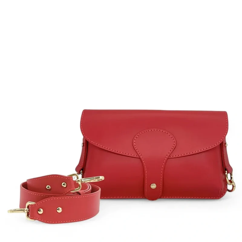 Mini-sac french stick en cuir lisse TOSCA Rouge magenta