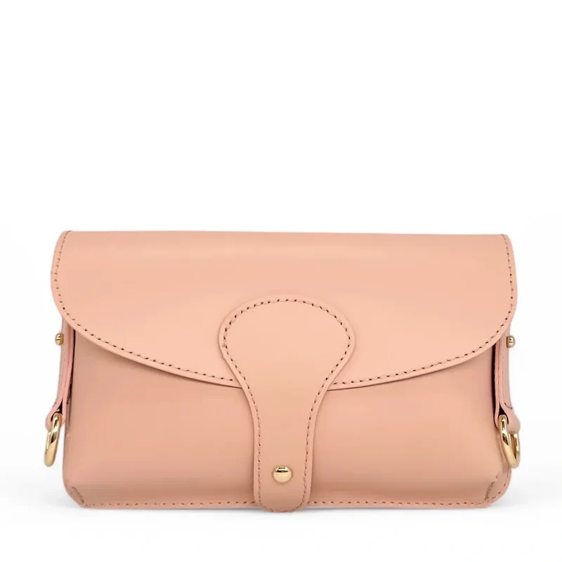 Mini-sac french stick en cuir lisse TOSCA Rose nude