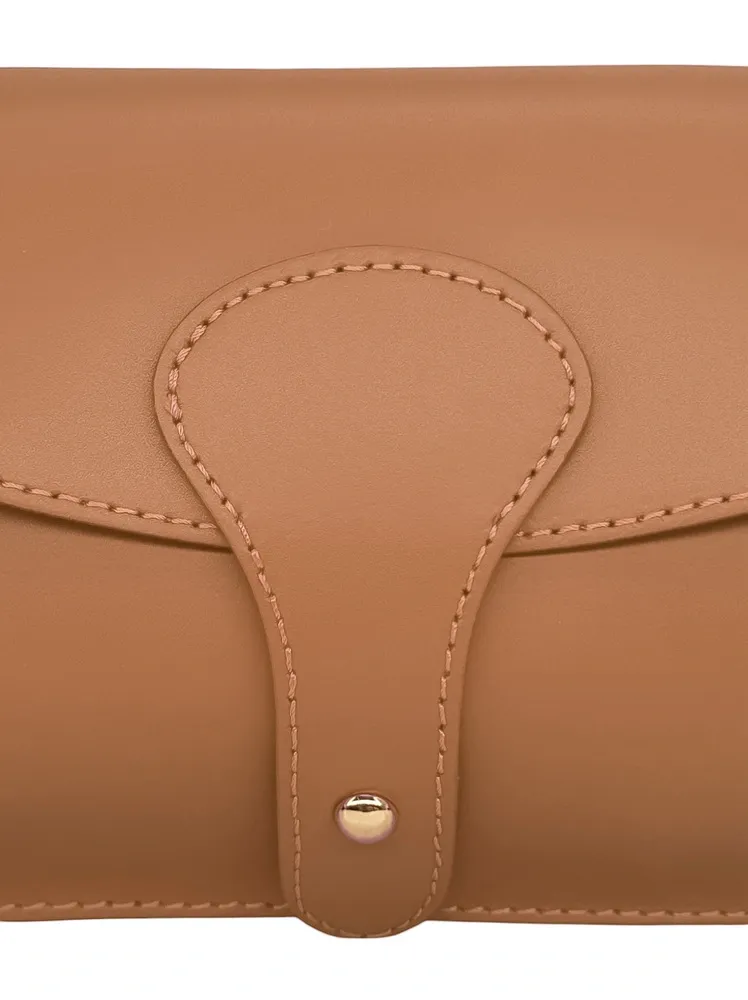 Mini-sac french stick en cuir lisse TOSCA Camel foncé