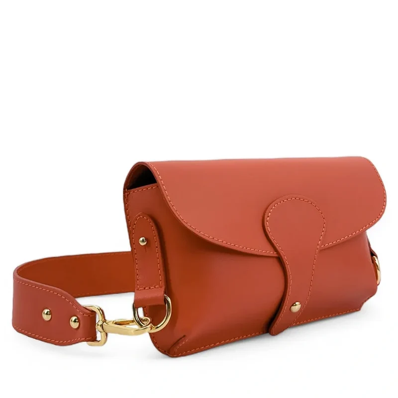 Mini-sac french stick en cuir lisse TOSCA Terracotta