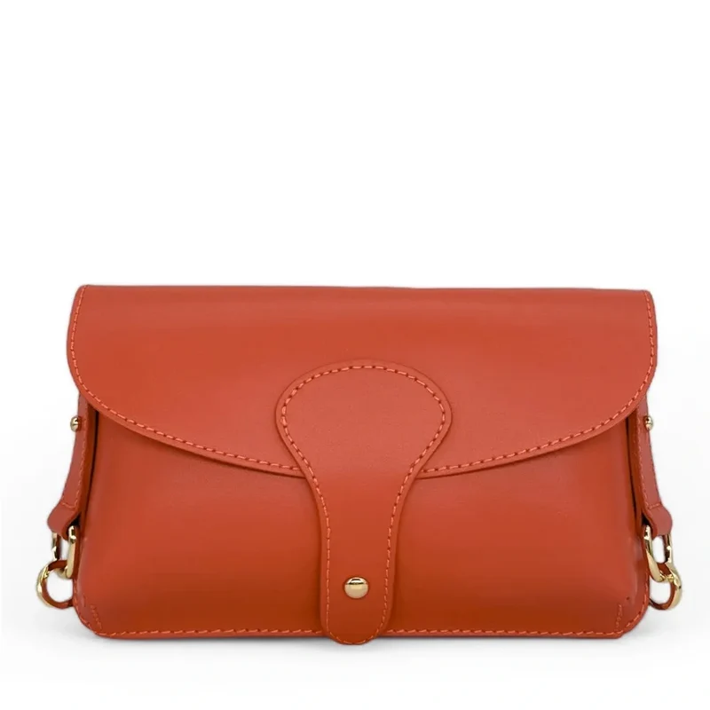 Mini-sac french stick en cuir lisse TOSCA Terracotta