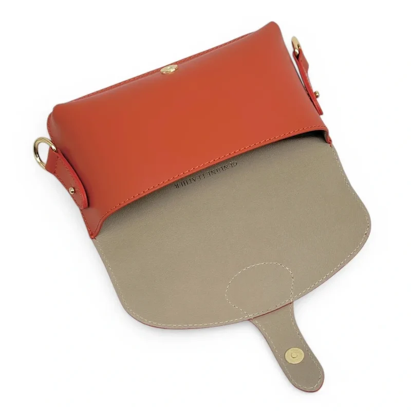 Mini-sac french stick en cuir lisse TOSCA Terracotta