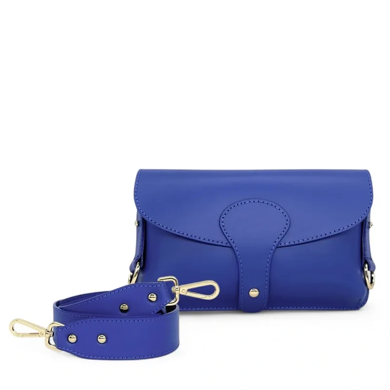 Mini-sac french stick en cuir lisse TOSCA Bleu indigo