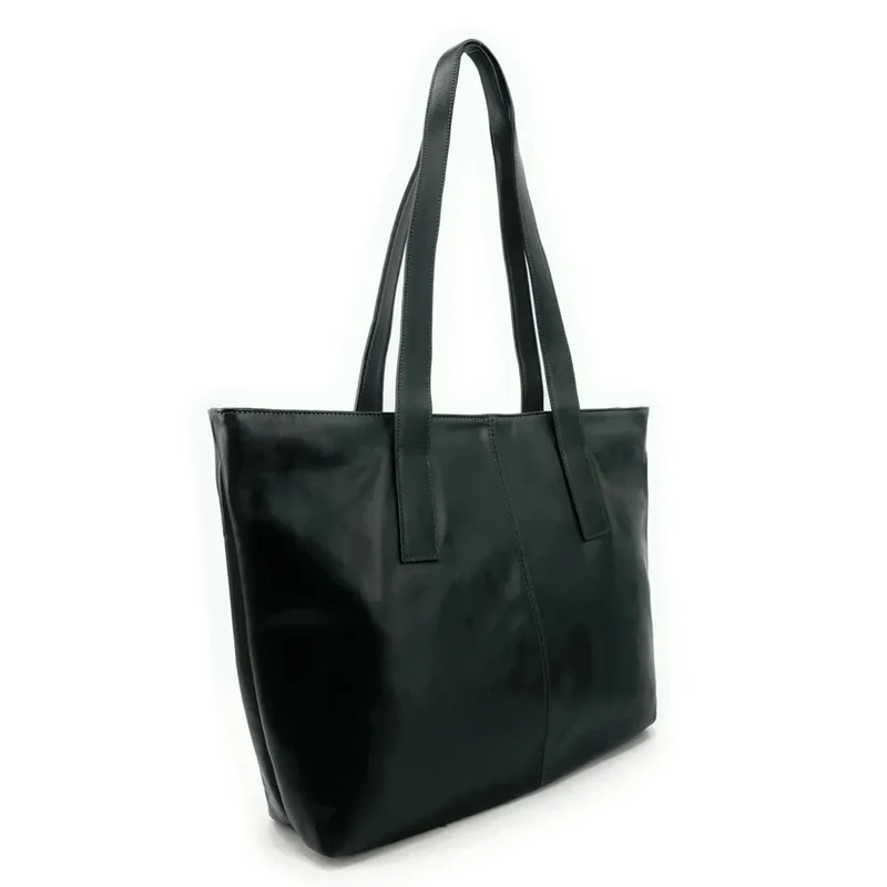 Sac cabas en cuir lisse TESS Vert forêt