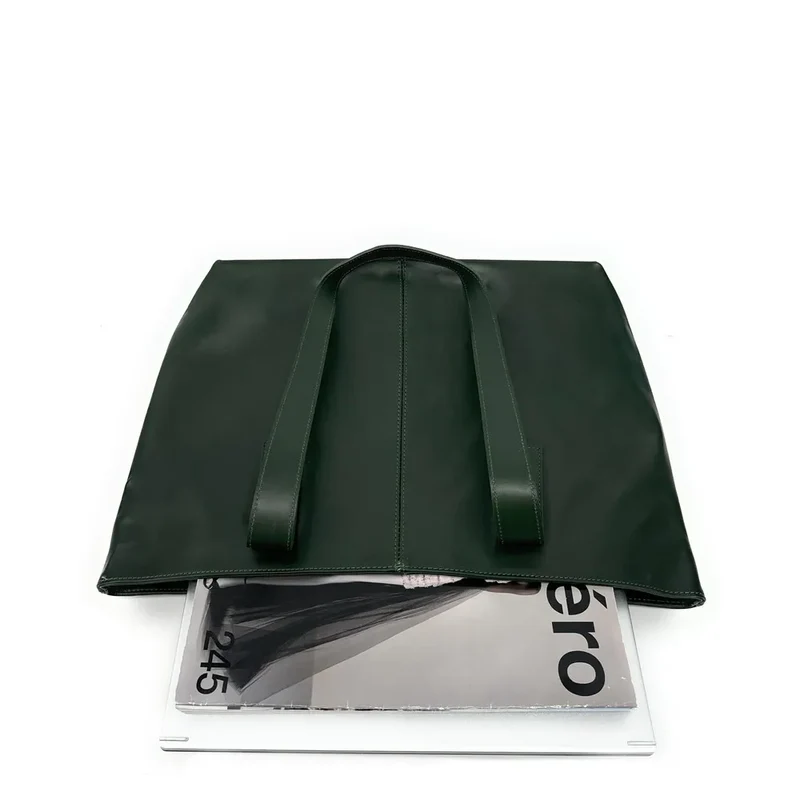 Sac cabas en cuir lisse TESS Vert forêt