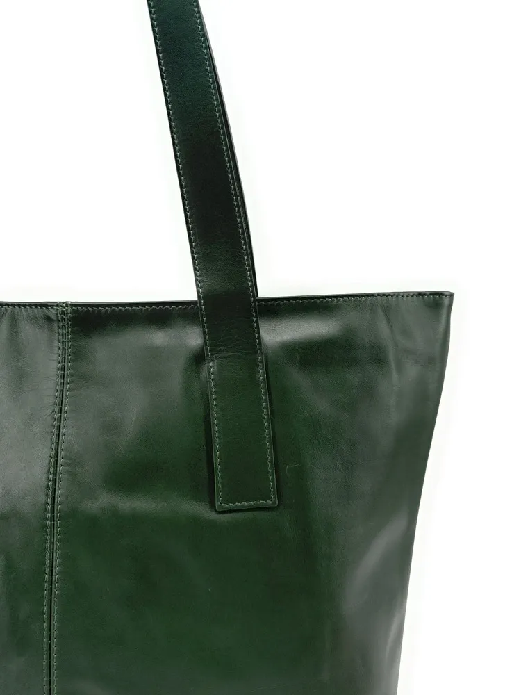 Sac cabas en cuir lisse TESS Vert forêt