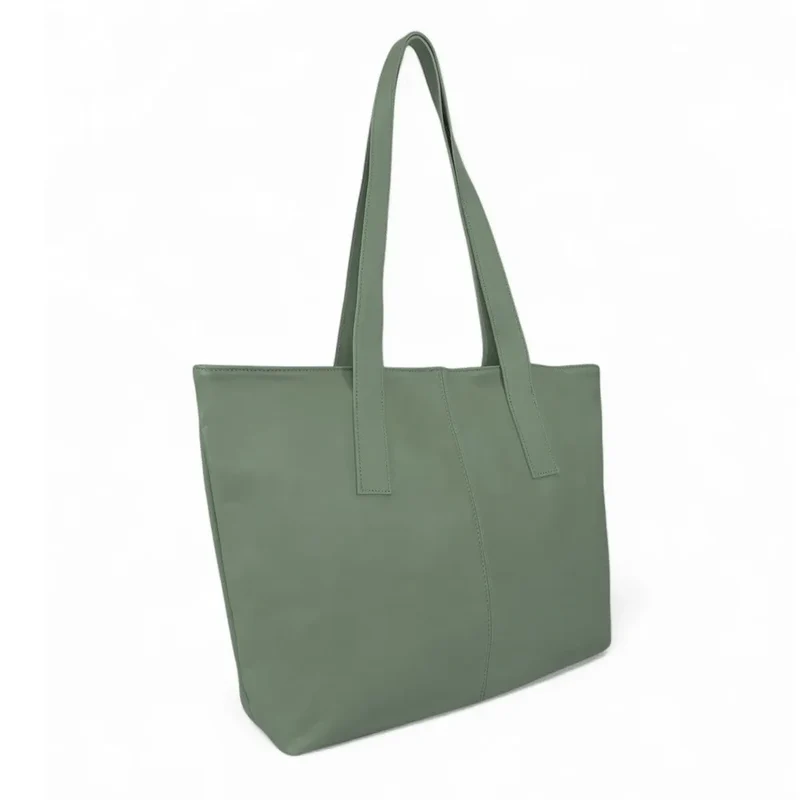 Sac cabas en cuir lisse TESS Vert amande