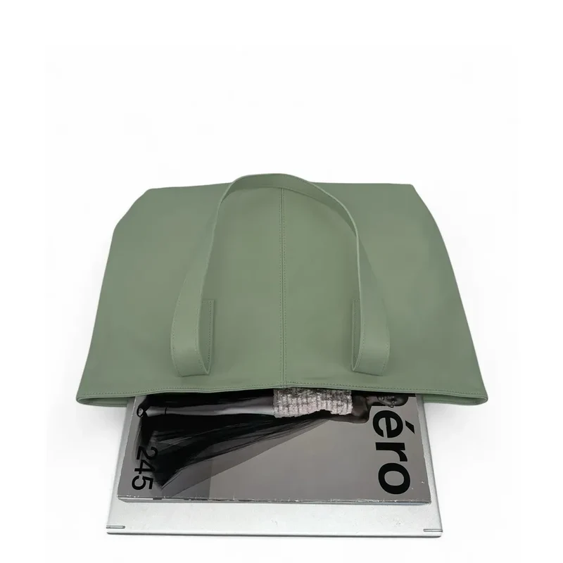 Sac cabas en cuir lisse TESS Vert amande
