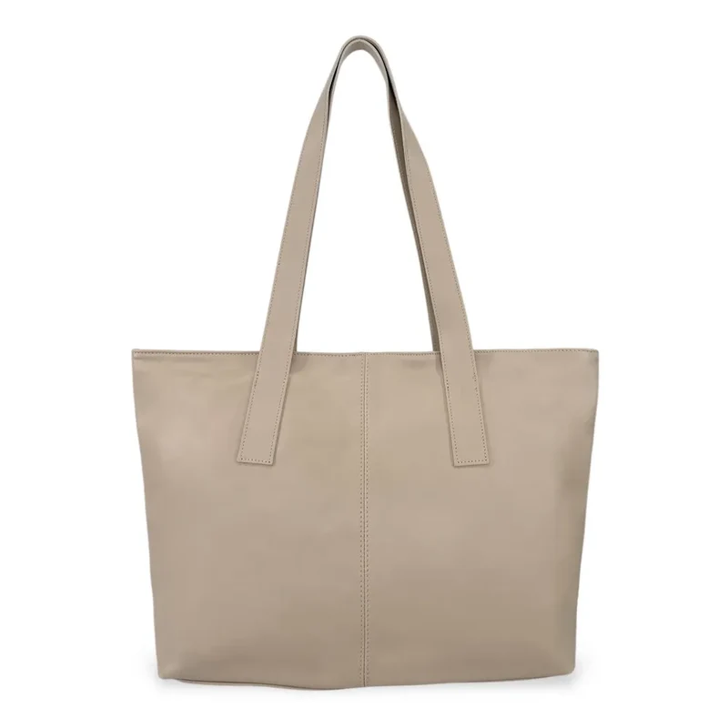 Sac cabas en cuir lisse TESS Taupe clair
