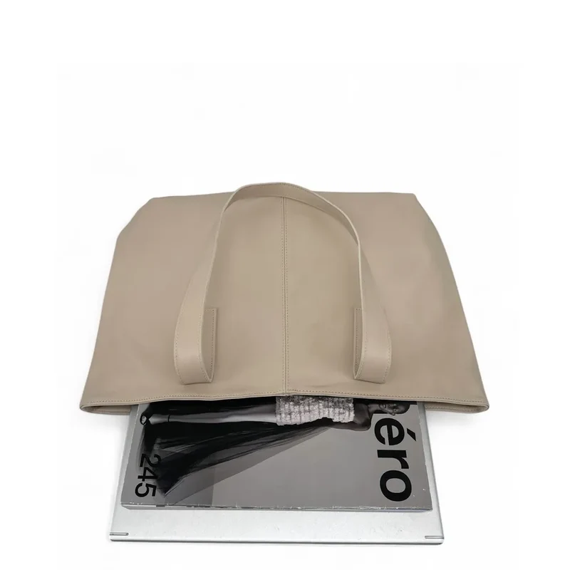 Sac cabas en cuir lisse TESS Taupe clair