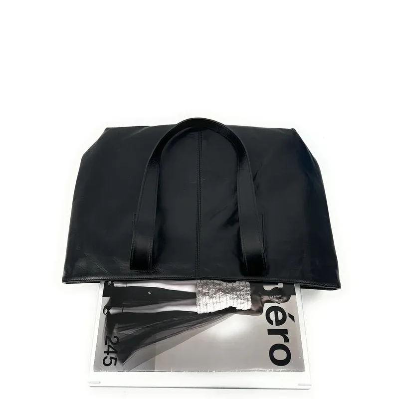 Sac cabas en cuir lisse TESS Noir