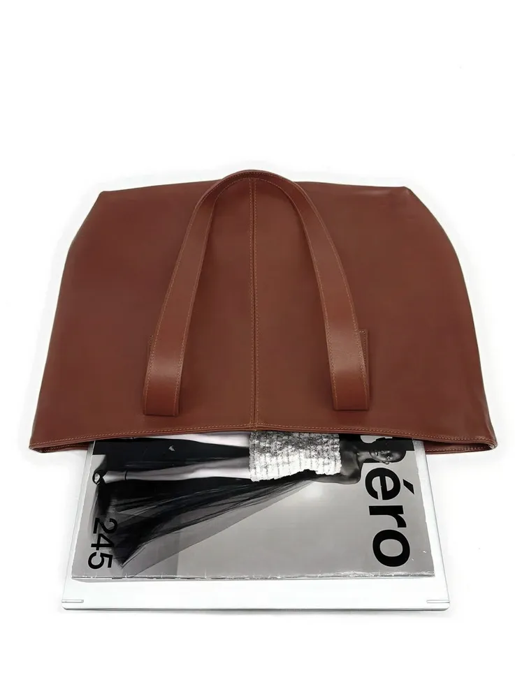 Sac cabas en cuir lisse TESS Marron Châtaigne