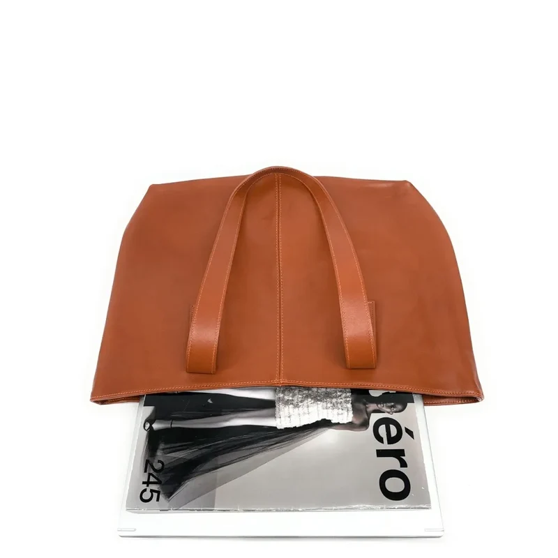 Sac cabas en cuir lisse TESS Cognac