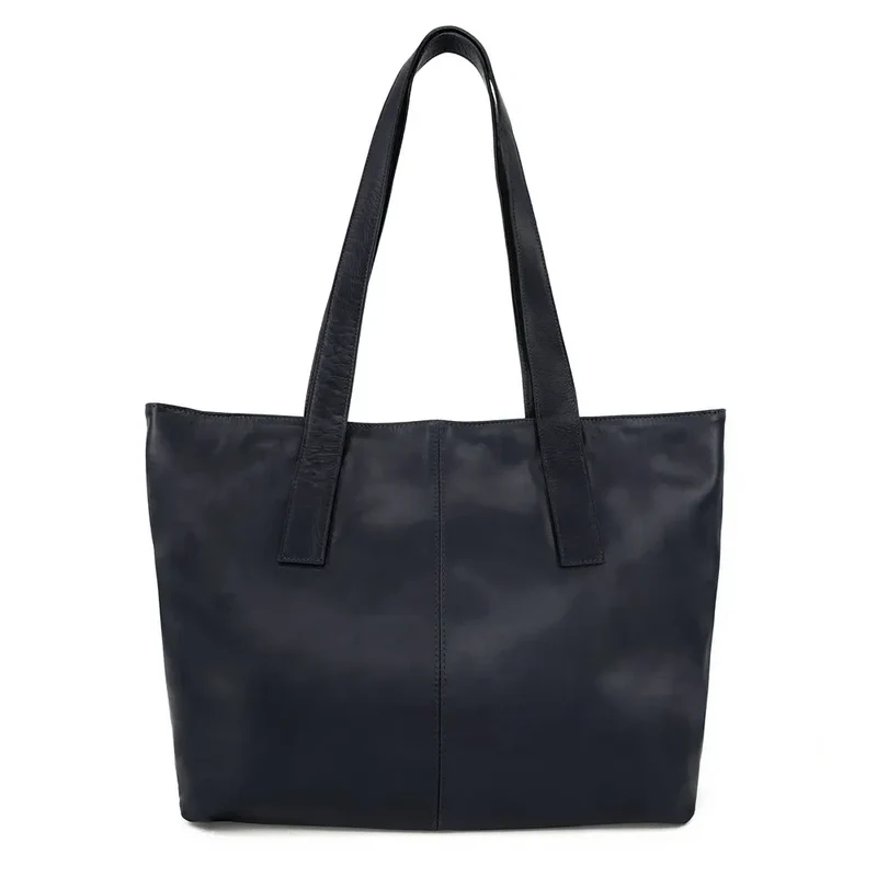 Sac cabas en cuir lisse TESS Bleu marine
