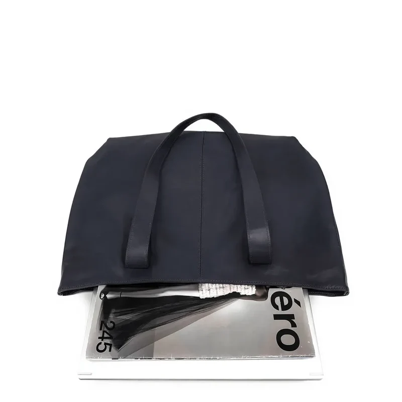 Sac cabas en cuir lisse TESS Bleu marine
