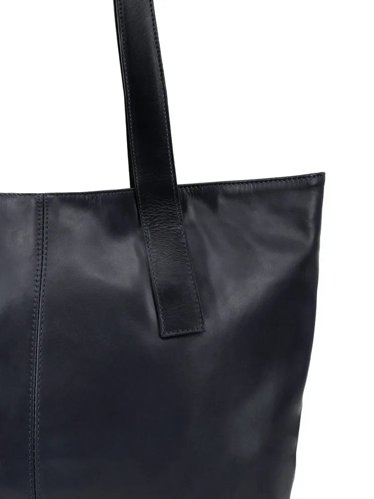 Sac cabas en cuir lisse TESS Bleu marine