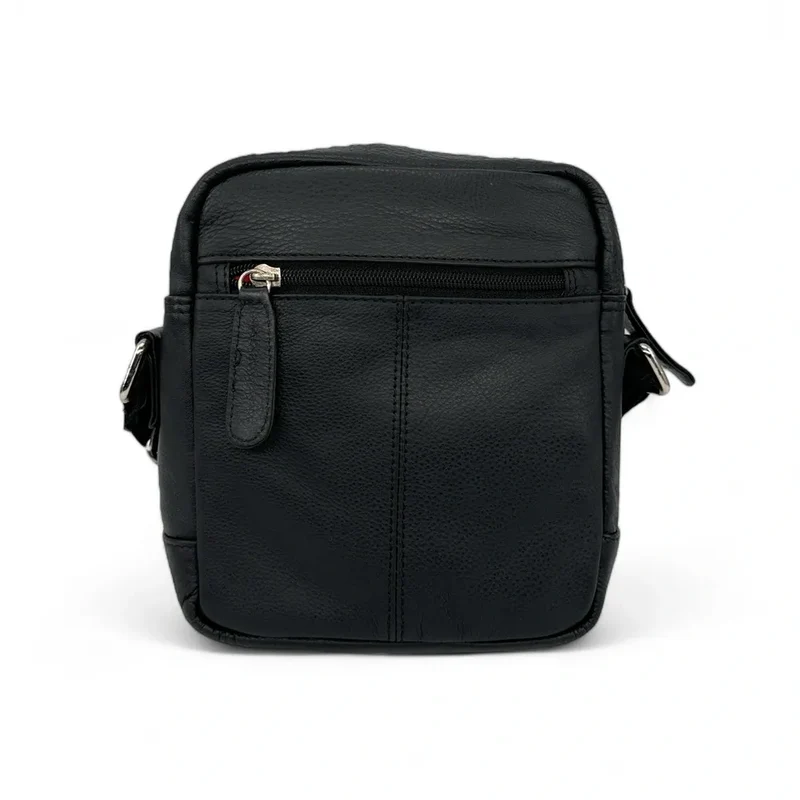 Sacoche homme à bandoulière en cuir lisse KID Noir