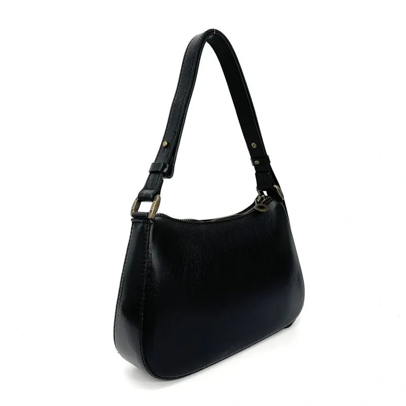 Sac french stick en cuir lisse CHIARA Noir