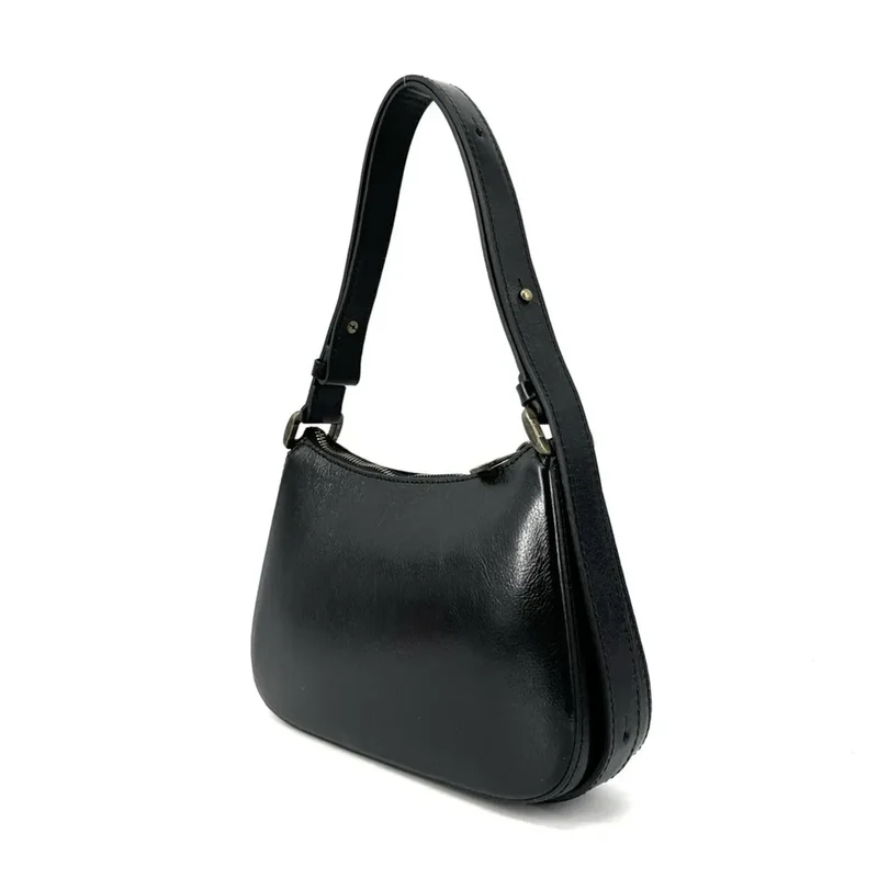 Sac french stick en cuir lisse CHIARA Noir