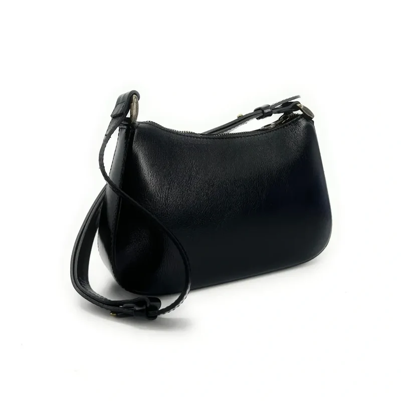 Sac french stick en cuir lisse CHIARA Noir
