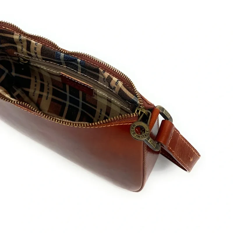 Sac french stick en cuir lisse CHIARA Cognac