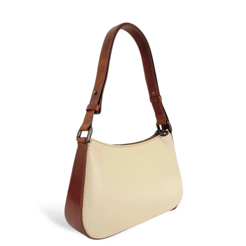 Sac french stick en cuir lisse CHIARA Beige / Camel