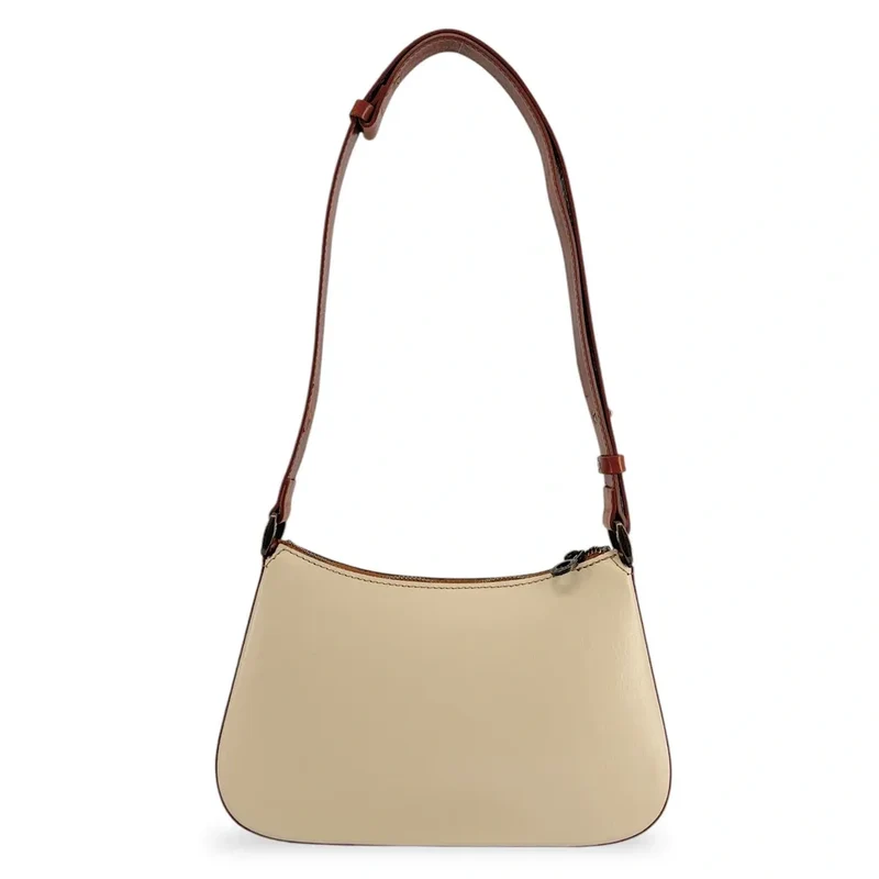 Sac french stick en cuir lisse CHIARA Beige / Camel