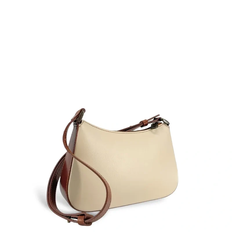 Sac french stick en cuir lisse CHIARA Beige / Camel