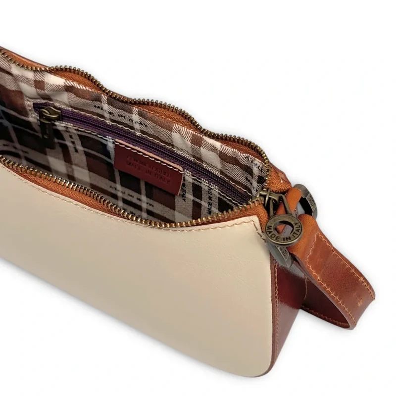 Sac french stick en cuir lisse CHIARA Beige / Camel