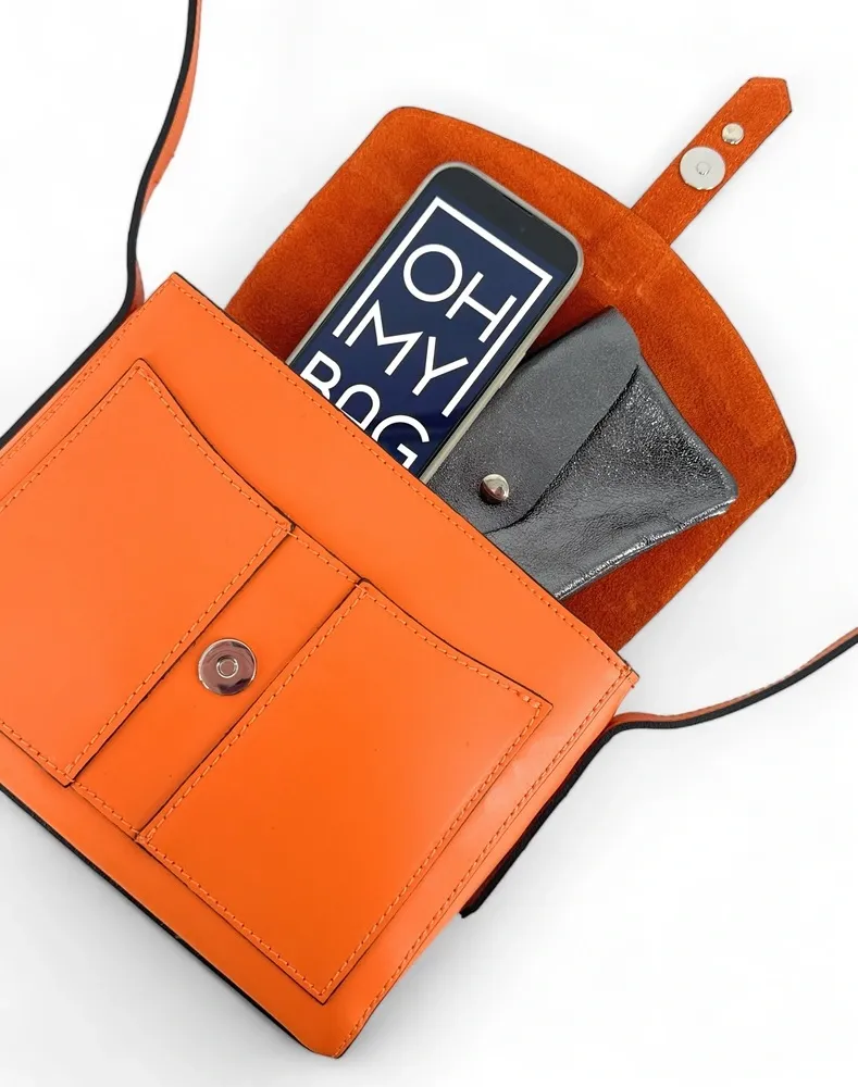 Sac besace en cuir lisse OTHELLO Orange