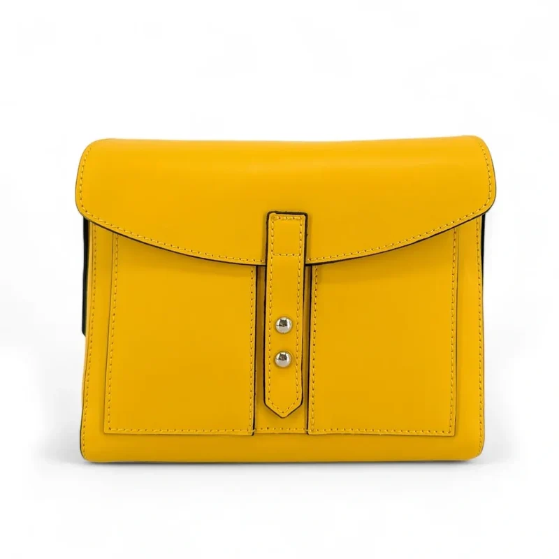 Sac besace en cuir lisse OTHELLO Bouton d'or