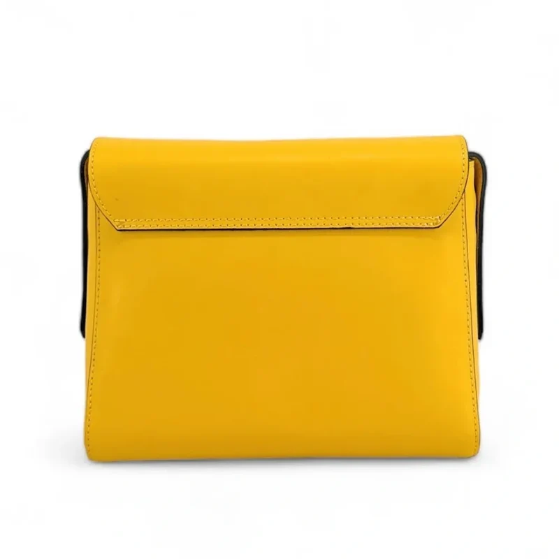 Sac besace en cuir lisse OTHELLO Bouton d'or