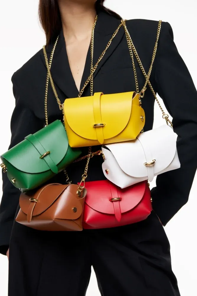 Mini sac à main en cuir lisse CANDY Vert anglais