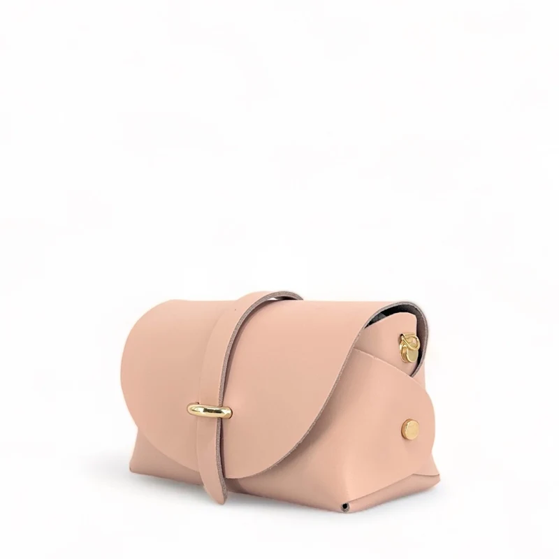 Mini sac à main en cuir lisse CANDY Rose nude