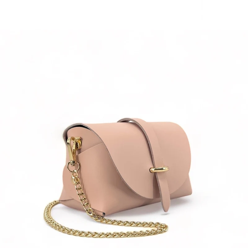 Mini sac à main en cuir lisse CANDY Rose nude