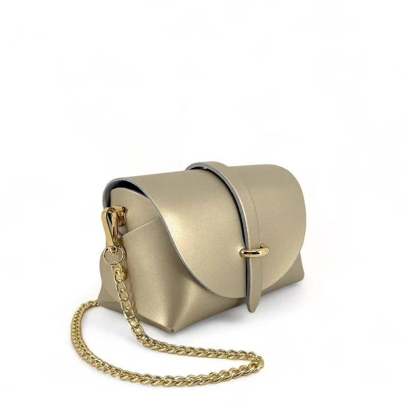 Mini sac à main en cuir lisse CANDY Or pâle