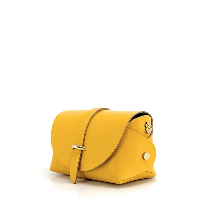 Mini sac à main en cuir lisse CANDY Bouton d'or