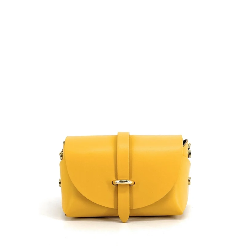 Mini sac à main en cuir lisse CANDY Bouton d'or