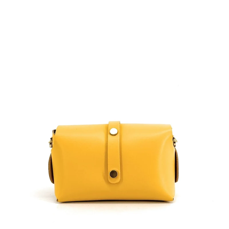 Mini sac à main en cuir lisse CANDY Bouton d'or