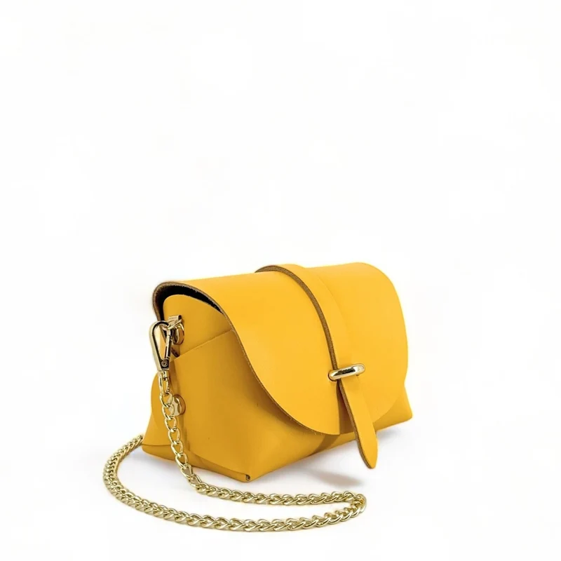 Mini sac à main en cuir lisse CANDY Bouton d'or