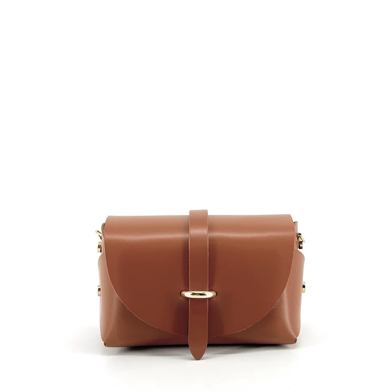 Mini sac à main en cuir lisse CANDY Marron camel foncé