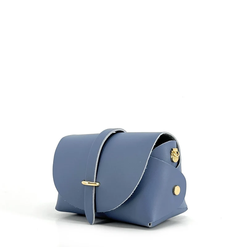 Mini sac à main en cuir lisse CANDY Bleu glacier
