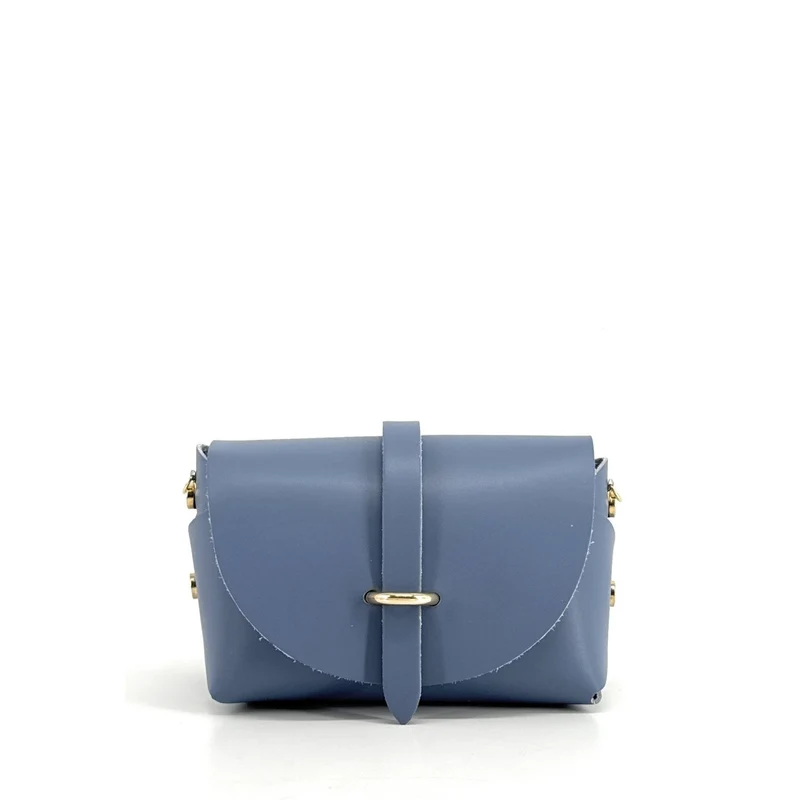 Mini sac à main en cuir lisse CANDY Bleu glacier