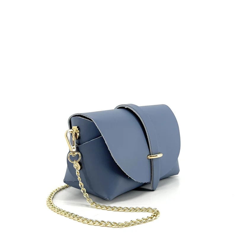 Mini sac à main en cuir lisse CANDY Bleu glacier