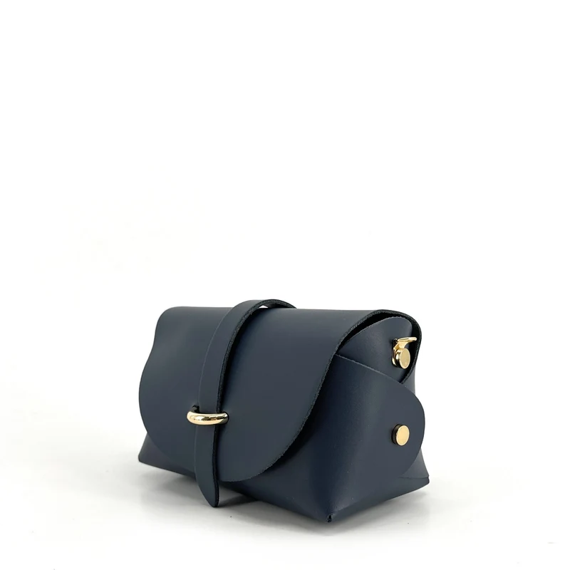Mini sac à main en cuir lisse CANDY Bleu marine