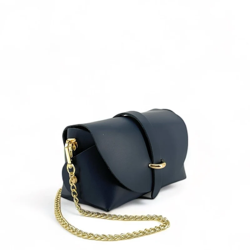 Mini sac à main en cuir lisse CANDY Bleu marine
