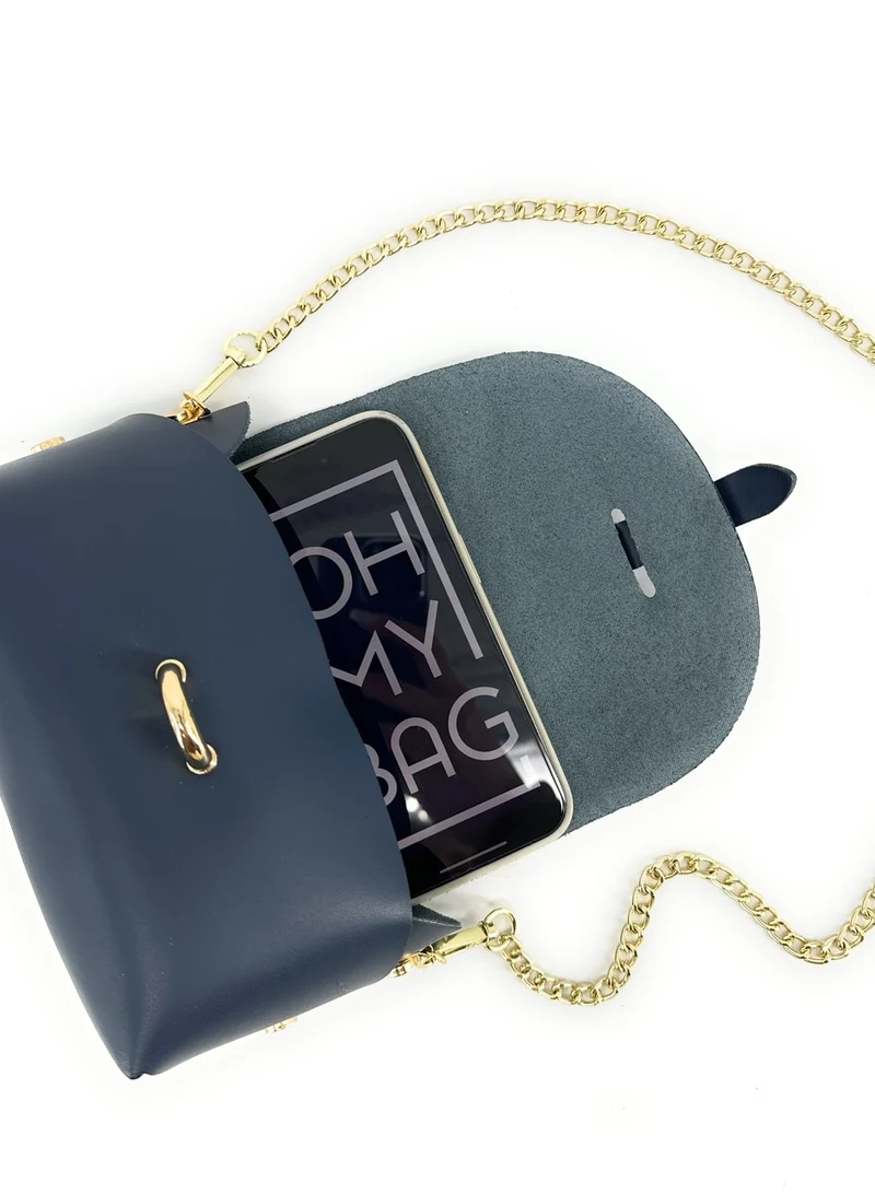 Mini sac à main en cuir lisse CANDY Bleu marine