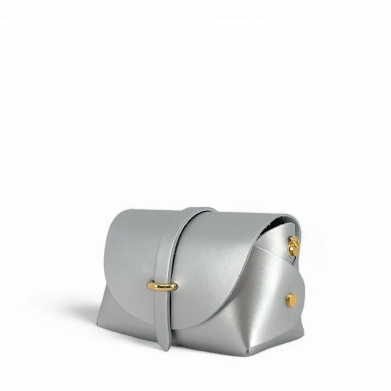 Mini sac à main en cuir lisse CANDY Argent moyen