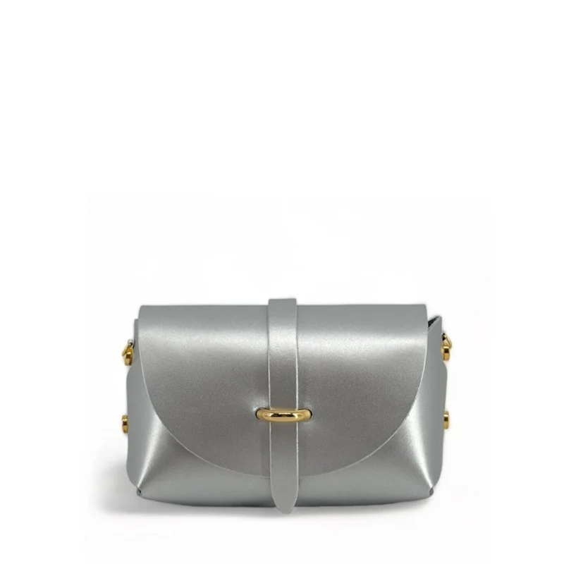 Mini sac à main en cuir lisse CANDY Argent moyen
